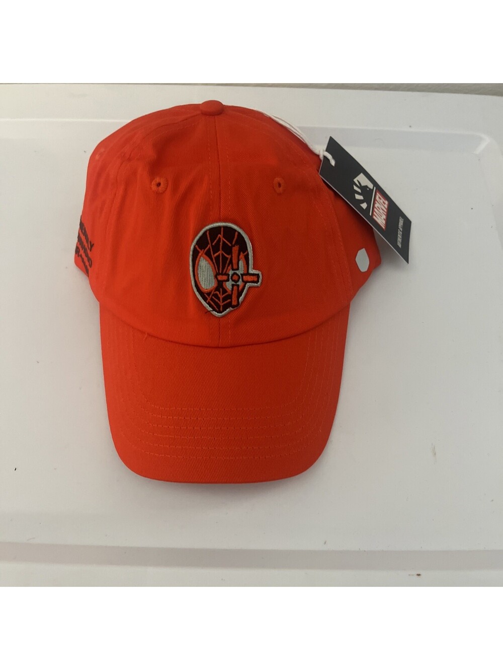 MARVEL LIQUID MILES MORALES SPIDERMAN SPIDER-MAN STRAPBACK HAT MENS ORANGE NEW